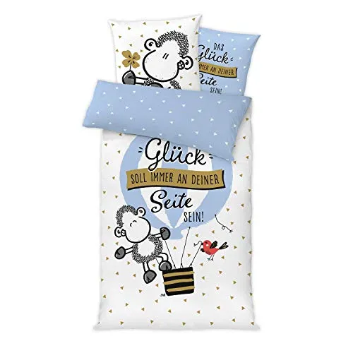 Produktbild Sheepworld Bettwäsche Motiv Ballon | 135 cm x 200 cm | Kissen 80 cm x 80 cm | Microfaser, Reißverschluss | Bettwäsche Garnitur | 46803