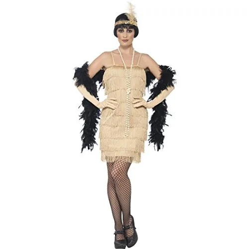 NET TOYS Goldenes Flapper Dress Charleston Kleid M (38/40) 20er Jahre Kostüm Gatsby Fransenkleid