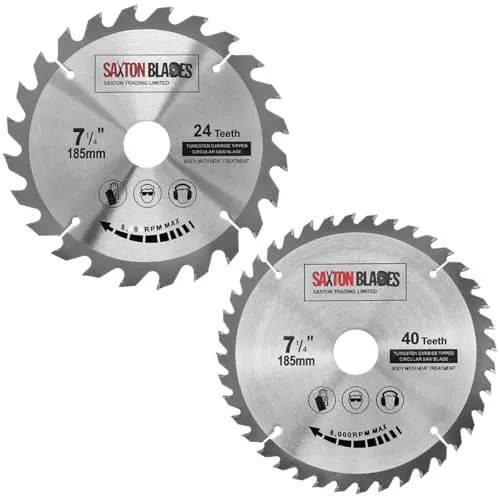 TCT185MXA 2x Saxton TCT Kreissägeblätter 185 mm x 30 mm Bohrung für Bosch Makita Dewalt Pack A passt auf 190 mm Sägen