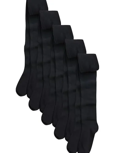 NEXT Mädchen Schulstrumpfhose mit Baumwollel, 5er-Pack Schwarz 134-140