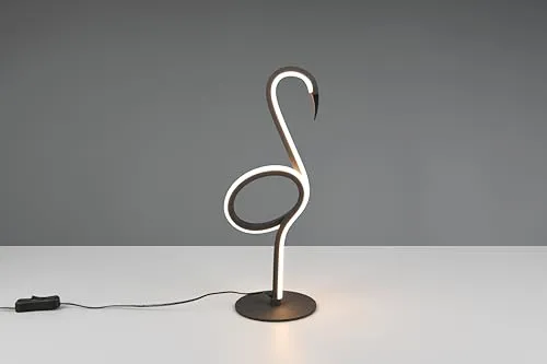 lightling LED Tischlampe Inga, Flamingo-Design, mit Schnurschalter, IP20 Indoor, Breite 14 cm, Höhe 35 cm, schwarz matt