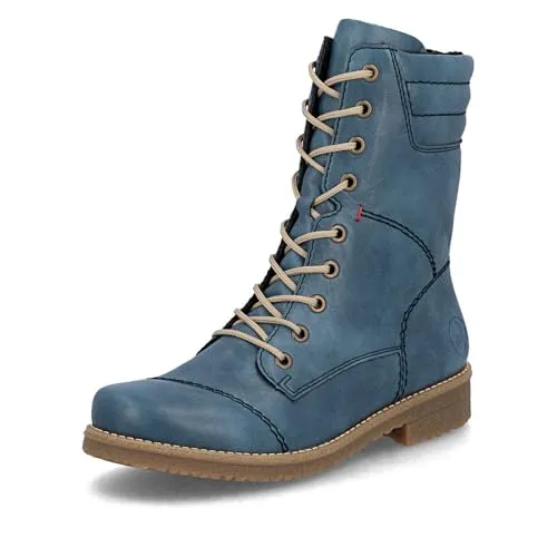Rieker Schnürstiefelette Kaltfutter 73570-14 - Blau - 39 - Wanderschuhe mit RiekerAntistress-Eigenschaften für leichten, flexiblen Tragekomfort. Ideal für die Übergangszeit, ausgestattet mit wärmendem Fleece und modischem Design.