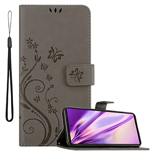 Cadorabo Hülle kompatibel mit Google Pixel 6 Blumen Design aus Premium Kunst Leder Flip Klappbare Stoßfeste Magnetische [Standfunktion] [Kartenfächern] Cover Hülle für Google Pixel 6 Tasche in Grau