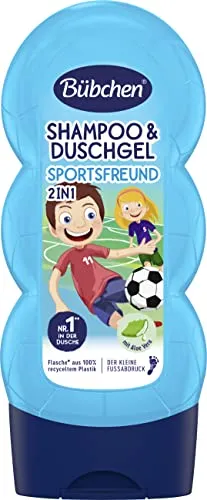 Bübchen Sportsfreund Kids Shampoo & Duschgel, 230 ml - Sanfte Reinigung für Haut und Haar, dermatologisch getestet und ohne Mikroplastik. Ideal für Kinder und empfohlen von der Deutschen Haut- und Allergiehilfe e.V.