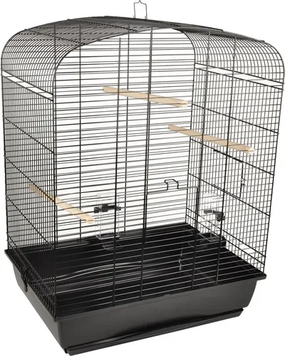 Flamingo Vogelkäfig Seva schwarz - Vogelkäfige, stilvolles Design in schwarz, ideal für Sittiche und andere kleine Vögel mit viel Platz zum Fliegen und Spielen.