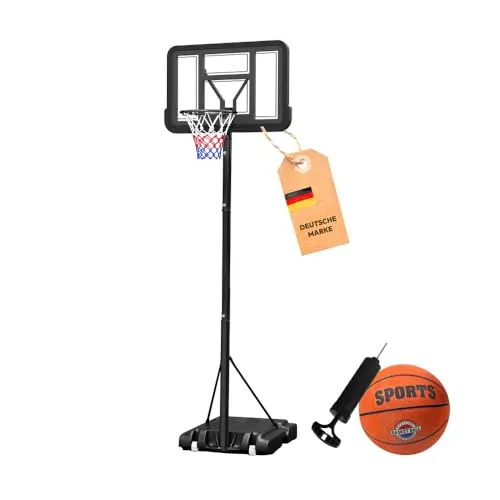 Dönges höhenverstellbarer Basketballkorb mit Komplett-Set - Spielzeuge: Höhenverstellbar von 1,50 m bis 3,05 m für alle Altersgruppen, inklusive Ball und Pumpe – ideal für drinnen und draußen!