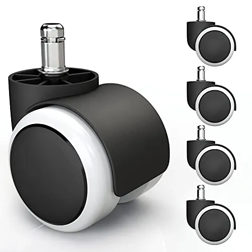 Leise Hartbodenrollen 10mm mit PVC Überzug für Bürostühle - Rollen für Bürostühle, ideal für Parkett und Laminat. Flüsterleise und kratzerfrei - schützen Sie Ihren Boden und genießen Sie ein ruhiges Gleiten!