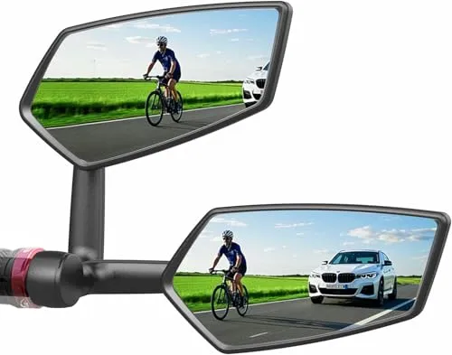 RBRL Fahrradspiegel mit Extra Großem Echtglas – 360° Einstellbar für Lenker