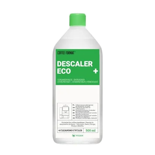 Coffee Format Eco Descaler+ 500ml Natural Entkalker für Kaffeevollautomat Konzentrat für Kaffeemaschinen Universal Kalklöser für 4 Reinigungszyklen kompatibel mit DeLonghi, Saeco, Krups, Philips usw.