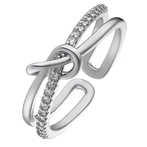 Heideman Ring Zina Damen aus Edelstahl silber farbend matt Damenring für Frauen mit Stein weiss poliert