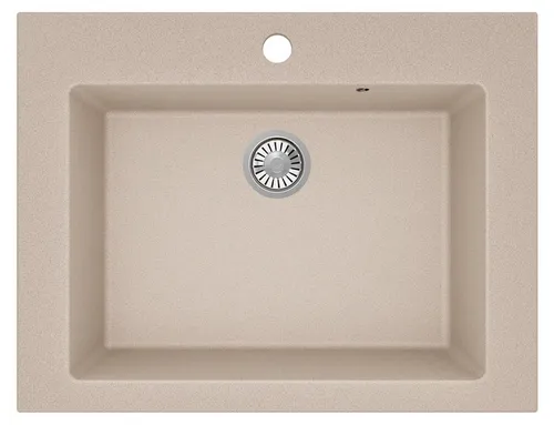 Granitspüle Bauernspüle rechteckig 79 x 61 cm Beige gesprenkelt