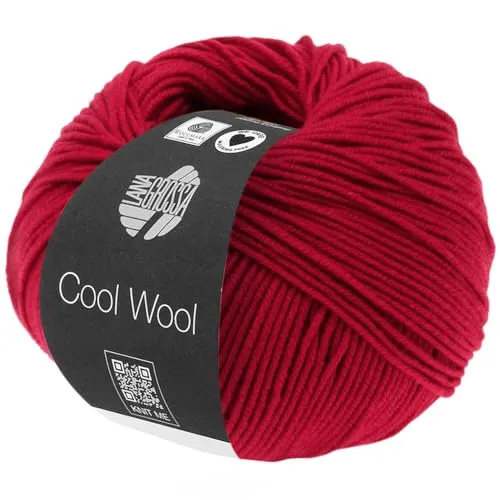 LANA GROSSA Cool Wool Uni | Extrafeine Merinowolle waschmaschinenfest und filzfrei | Handstrickgarn aus 100% Schurwolle (Merino extrafein) | 50g Wolle zum Stricken & Häkeln | 160m Garn FB 437