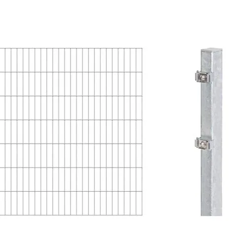 Alberts 651145 Doppelstabmattenzaun Komplettset 16 tlg. - Zaunpfosten Komplettset mit robustem, feuerverzinktem Stahl für langlebigen Schutz. Ideal für günstiges und sicheres Einzäunen mit einfacher Montage.