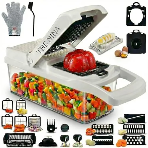 Gemüseschneider Mandoline – Zwiebelzerkleinerer – Kartoffelschneider Gurkenhobel – Zwiebelhacker Spiralschneider – Küchen Gadgets Multischneider – salad chopper THE NINA