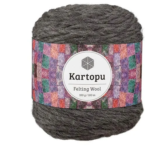 Filzwolle 100gr Knaul,uni+Color,100m Lauflänge, 100% Schurwolle, Mengen und Farbe frei wählbar (dunkelgrau 1012)