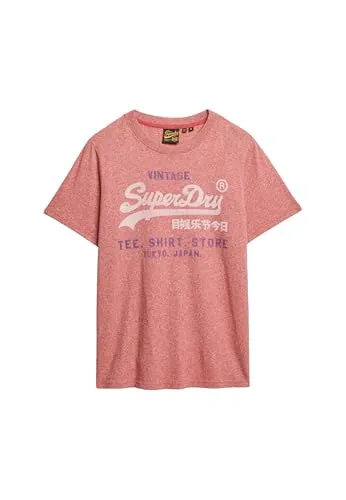 Superdry VL Classic Relaxed Tee Herren Rundhalsshirt - Modisches Herren-Rundhalsshirt in Mid Red Grit, relaxed fit aus pflegeleichtem Single Jersey, perfekt für lässige Outfits.