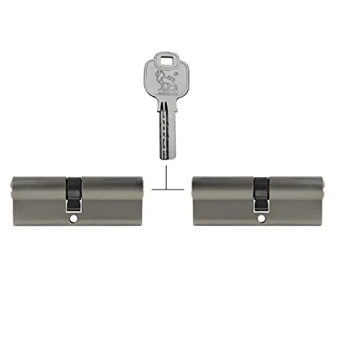 2x Profilzylinder 85 mm 40/45 gleichschließend Not- und Gefahrenfunktion inkl. 10 Schlüssel Silber Metallic