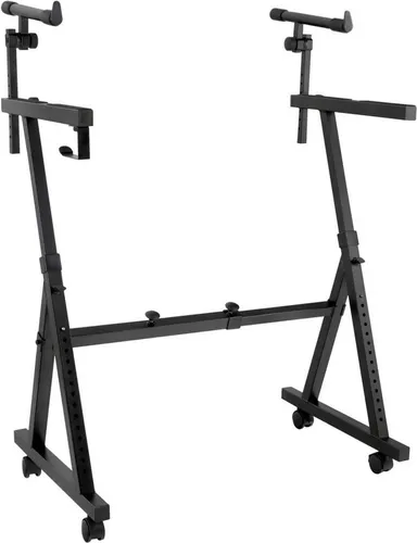 Classic Cantabile KSD-400Pro MK II Keyboardständer Pro Set - Zubehör für Tasteninstrumente, stabiler und verstellbarer Keyboardständer mit 2 Ebenen, ideal für Musiker, belastbar bis 100 kg und mobil durch 4 Rollen.