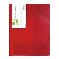 Ordner Mit Gummiband Q - Connect A4 3 Klappen 400 Μm Transparent Rot Kf02311