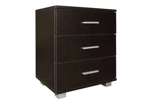 FINEBUY Nachtschrank SuVa7064_1 - Nachtschränk mit 3 Schubladen, modernes Design in Schwarz, ideal für Boxspringbetten und bietet viel Stauraum.