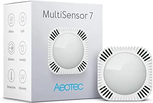 Aeotec Multi-Sensor 7 Z-Wave - 6-in-1 Bewegungsmelder, misst Temperatur, Luftfeuchtigkeit, Helligkeit, UV-Index und Vibration, robust und langlebig