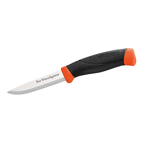 Morakniv Messer, Companion, orange, mit Kunststoffscheide | inkl. persönlicher Wunschgravur | Geschenk für Jäger | mit persönlicher Namengravur |