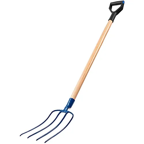KADAX Heugabel aus Stahl mit langem Holzstiel - Gartengabel mit 4 Zinken, ideal für müheloses Heuwenden dank ergonomischem Design und langlebiger Stahlkonstruktion für maximalen Arbeitskomfort.