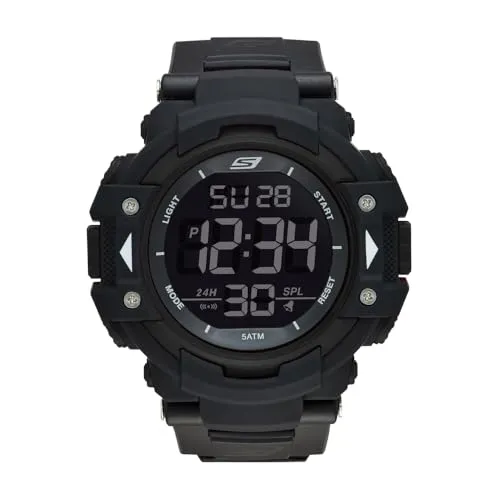 SKECHERS Watch SR1037 - Armbanduhr für Herren mit 55 mm Gehäuse, wasserdicht bis 50 m und stylishem Nylonarmband – ideal für Schwimmer und Sportler.