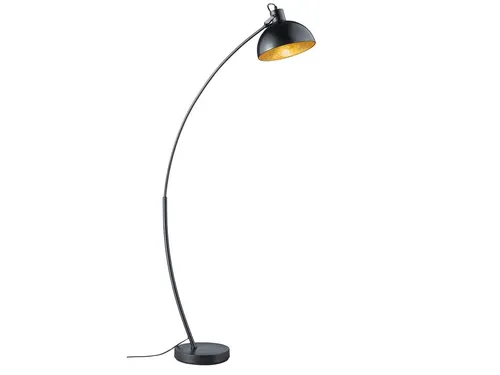 Reality Leuchten LED Bogenlampe - Elegante Bogenlampe in Schwarz-Gold, mit wechselbarem LED Leuchtmittel für gemütliches Licht und stilvolles Design in jedem Wohnraum.