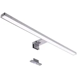Maxkomfort Spiegelleuchte MK-BAD, LED 60 cm - Badleuchte in silberfarbenem, eckigem Design mit spritzwassergeschützter IP44-Zertifizierung, ideal für Spiegel und Schminktische.