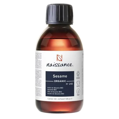 Naissance Sesamöl Bio (No. 248) - 225ml - Kaltgepresst, Bio Zertifiziert - für Haut, Gesicht, Haare, Körper, Massage