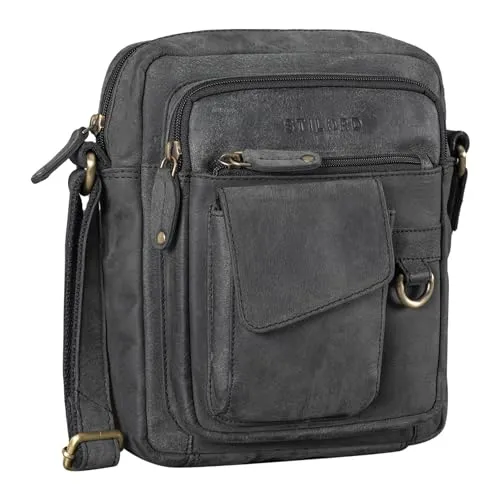 STILORD Ryan Crossbody Tasche Herren Leder - Vintage Umhängetasche für 9,7 Zoll iPad, markante Details und praktische Außenfächer für schnelle Zugriffe