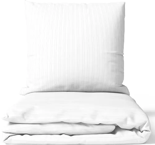 Leonado Vicenti Satin Bettwäsche 200x200 cm Weiss | 100% Baumwolle Damast | 4-Jahreszeiten Set mit Kissenbezug 80x80 cm | Premium Qualität | Weich & Hautfreundlich | Mit Reißverschluss