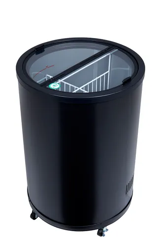 Gastro-Cool Party-Freezer 80l - GCPF80 - Mobiler Gefriertonne für Eis, mit Temperaturregelung von -26 °C bis -14 °C und klappbarem Glasdeckel. Ideal für Partys und Veranstaltungen.