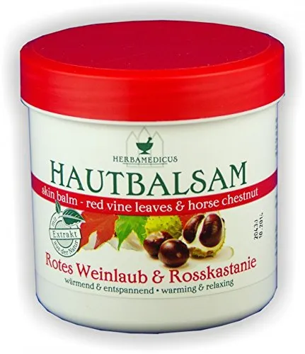 Hautbalsam Rotes Weinlaub mit Rosskastanie 250 ml Pflegebalsam Herbamedicus Weinlaubbalsam