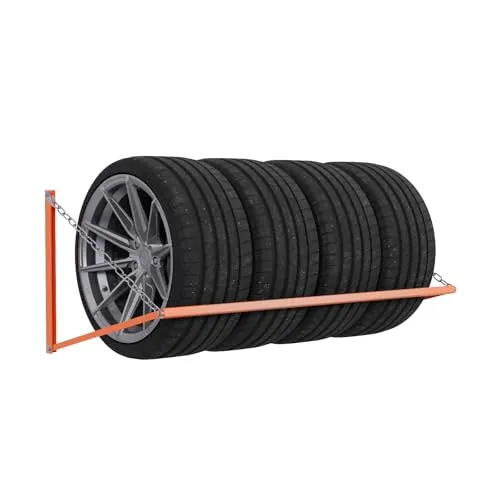 QLS Wandhalterung für Autoreifen 120 cm - Reifenzubehör für platzsparende Reifenaufbewahrung mit einer Tragkraft von bis zu 180 kg – ideal für Ordnung in Ihrer Garage.