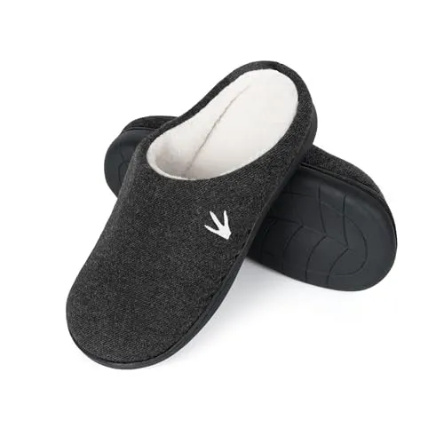 HEYO Warme Hausschuhe Damen Herren Pantoffeln rutschfeste Sohle – Gefütterte Winter Pantoletten | Memory Foam HOD06 (Schwarz, 40/41, EU Schuhgrößensystem, Erwachsene, Numerisch (von/bis), M, 40, 41)