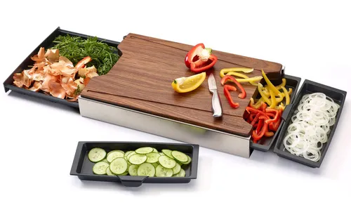 Schneidbox Nussbaum, 46x30x7cm - Hochwertiges Schneidebrett aus Nussbaum - Schneidebretter, stabiles 3-lagiges Massivholz für langlebige Nutzung, Made in Germany.