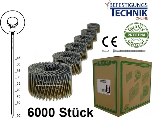 2,8x70mm Glatt verzinkt Coilnägel für Coilnagler von Prebena