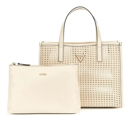 Guess Brigitta Shopper Tasche 34 cm beige - Stylische Handtasche mit großzügigem Platzangebot, ideal für den Alltag und perfekt für modebewusste Frauen.
