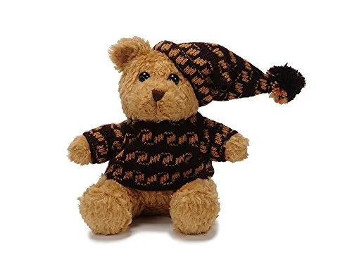 Produktbild Teddys Rothenburg Teddybär mit Strickpullover und Mütze braun/beige 21cm Plüschteddybär