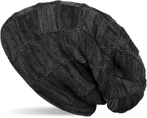 styleBREAKER warme Feinstrick Checked Beanie Mütze mit Flecht Muster und sehr weichem Fleece Innenfutter, Unisex 04024090, Farbe:Midnight-Blue/Dunkelblau