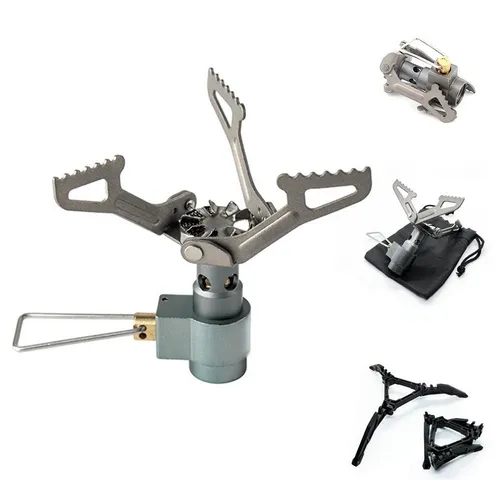 EVOCAMP Gaskocher kompakter Campingkocher 1.8 kW, Camping-Stove, Titan-Gehäuse, kompatibel mit schraubbaren Gaskartuschen, ideal für Camping