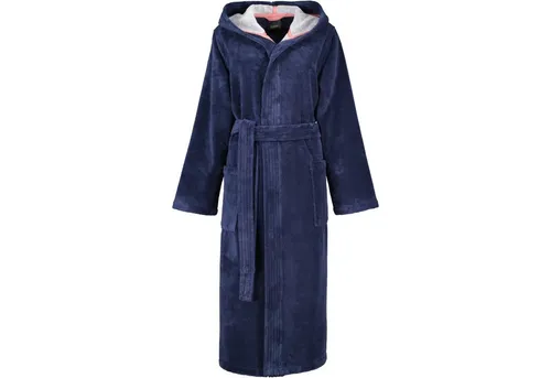 Cawö Home Bademäntel Damen Kapuze Doubleface 830 marine - 12 M - Bademäntel für Damen, attraktives Doubleface-Design und extrasofte, pflegeleichte Baumwoll-Mischqualität für höchsten Komfort.