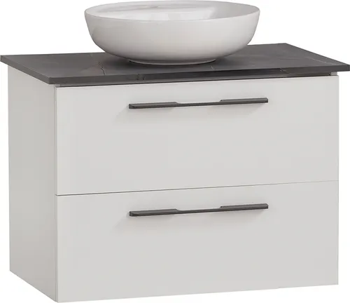 Lomadox Waschtisch MESA-80, matt weiß mit Aufsatzwaschbecken