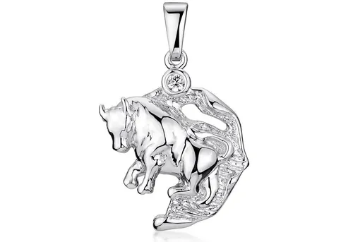 Materia Sternzeichenanhänger Sternzeichen Stier / Taurus Zirkonia KA-471, 925 Sterling Silber, rhodiniert