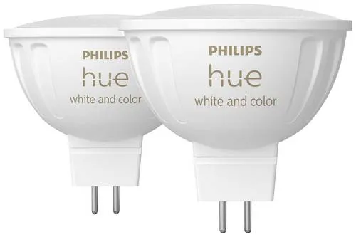 Philips Hue White Ambiance Color MR16 LED Lampe - dimmbar, 16 Mio. Farben, steuerbar via App, kompatibel mit Amazon Alexa, Doppelpack für individuelles Ambiente