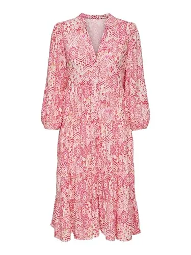 ONLY Female Kleid ONLMILANA - Kurzes Viskosekleid - Luftiges, locker geschnittenes Kleid mit 7/8-Ärmeln, ideal für den Alltag. Hergestellt aus 100% Viskose für ein angenehmes Tragegefühl.