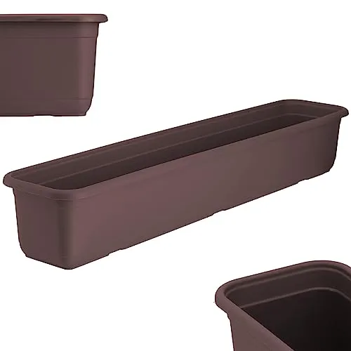KADAX Blumenkasten 80 cm, Braun – Balkonkasten aus hochwertigem Kunststoff, Pflanzkasten für Innen- und Außenbereiche, Blumentopf für Balkon, Terrasse, Fensterbank