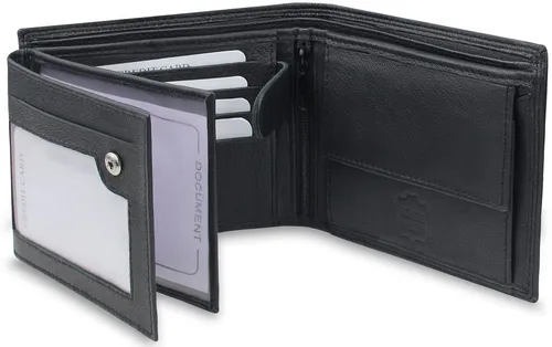Fomax Geldbörse Herren aus echtem Leder mit RFID Schutz, Querformat